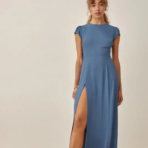 Reformation Gavin Dress Morning Glory 12 - Picture 1 of 4